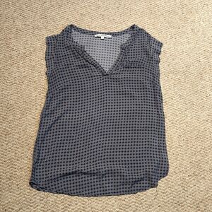 Ava Christine Blouse Top Womens Small Blue Short Sleeve V Neck Cap Sleeve